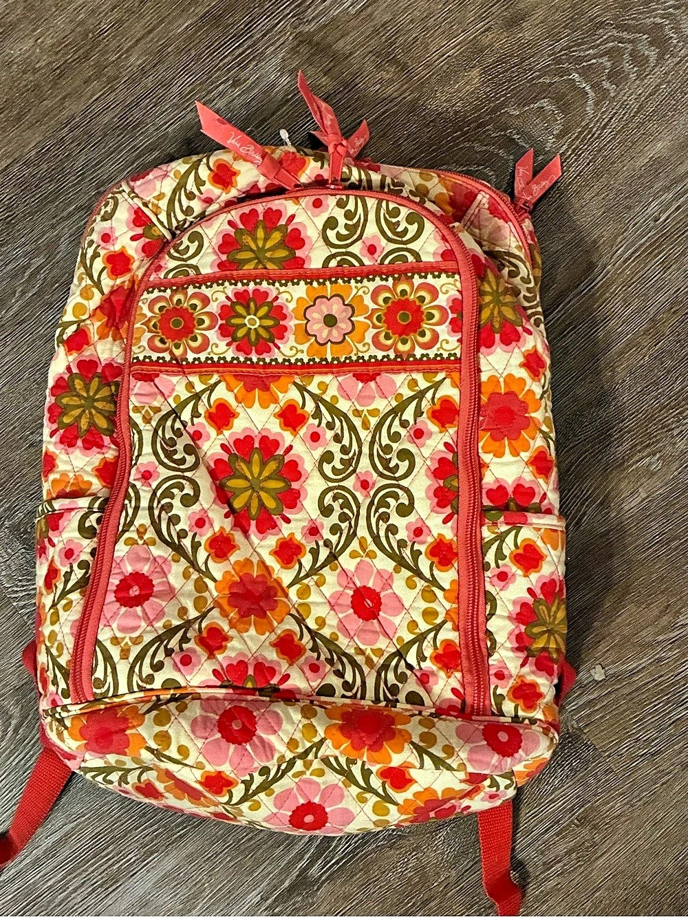 Vera Bradley Campus Backpack Floral Red & Cream